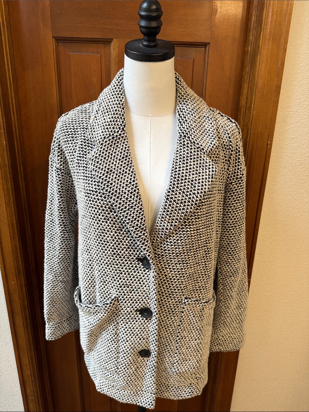Marine Layer Black and White Knit Blazer Size XS